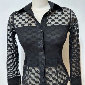 NWOT Nike Black Lace Button-Up Women's Top Size Small